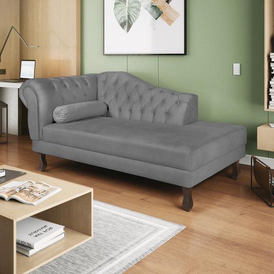 Imagem de Recamier Diana 160cm Lado Direito Suede Cinza - Doce Sonho Móveis