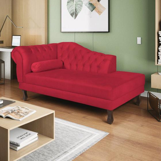 Imagem de Recamier Diana 160cm Lado Direito Suede Vermelho - Doce Sonho Móveis