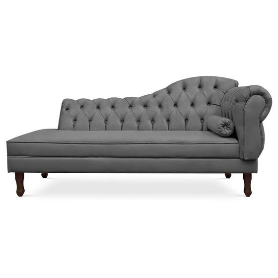 Imagem de Recamier Divã Cancun 160cm com Capitonê - Esquerda Suede - Ecotec Decor