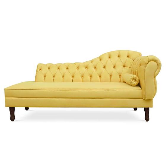 Imagem de Recamier Divã Cancun 160cm com Capitonê - Esquerda Suede - Ecotec Decor