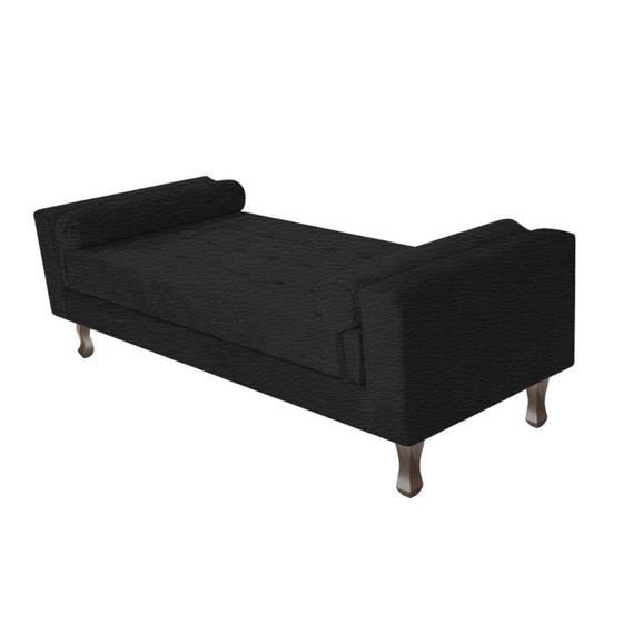 Recamier Divã Felix Baú 160 cm Estofado Luiz XV Sofá 2 Lugares Sintético Preto Para Sala de Estar Consultório Quarto Recepção Escritório - AM Decor Imagem de Recamier Divã Felix Baú 160 cm Estofado Luiz XV Sofá 2 Lugares Sintético Preto Para Sala de Estar Consultório Quarto Recepção Escritório - AM Decor