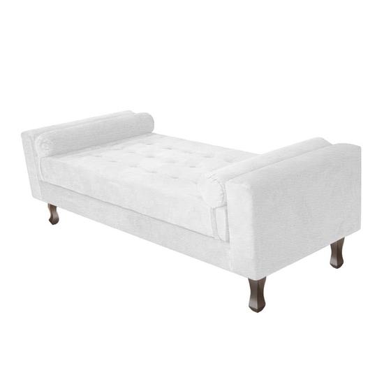 Imagem de Recamier Divã Félix Baú 90 cm Estofado Luiz XV Sofá Sintético Branco Para Sala de Estar Consultório Quarto Recepção Escritório - AM Decor