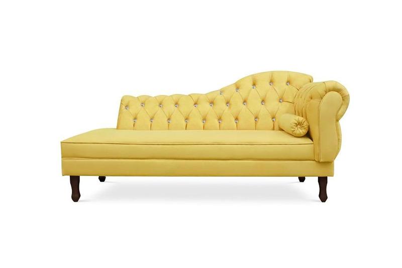 Imagem de Recamier Divã Juliana 140cm com Strass - Esquerda Suede