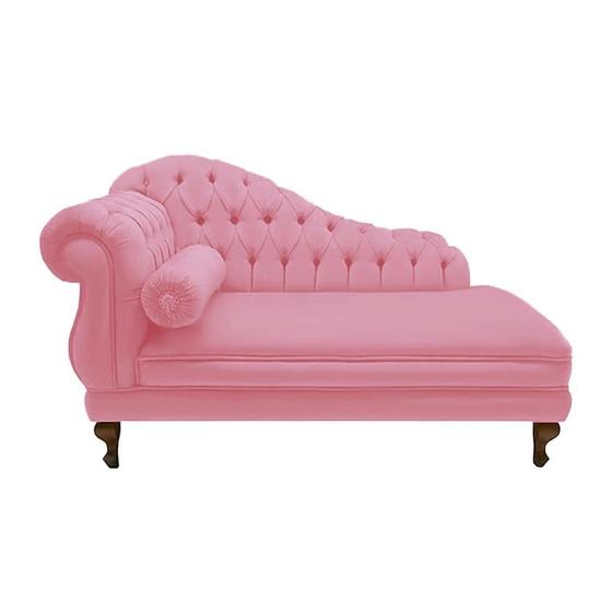 Imagem de Recamier Divã Namoradeira Larissa 150cm Direito de Quem Senta Suede Rosa Barbie - DL DECOR