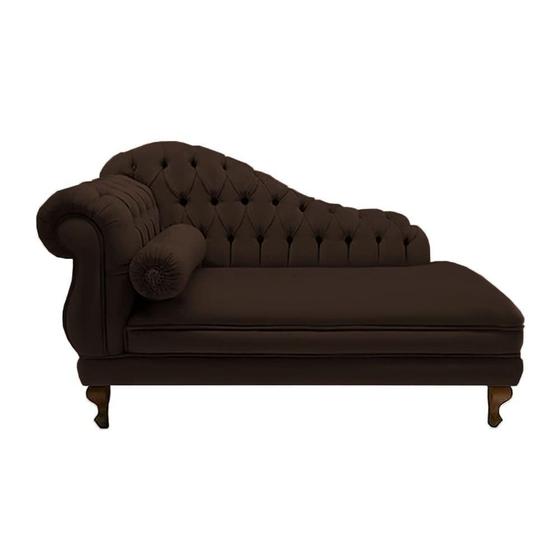 Imagem de Recamier Divã Namoradeira Larissa 185cm Direito de Quem Senta Suede Marrom - DL DECOR