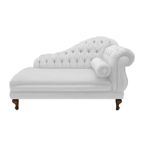 Imagem de Recamier Divã Namoradeira Larissa 185cm Esquerdo de Quem Senta Suede Branco - INCASA DECOR