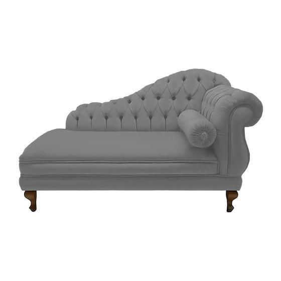 Imagem de Recamier Divã Namoradeira Larissa 185cm Esquerdo de Quem Senta Suede Cinza - MB DECOR