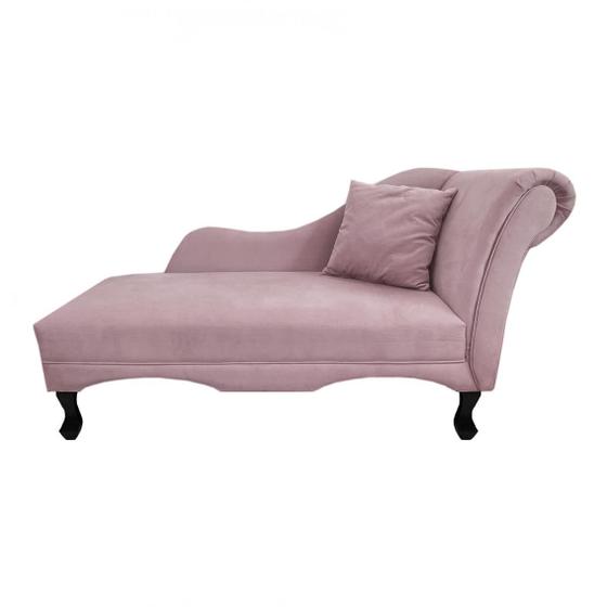 Imagem de Recamier Divã Sofá Estofado Sala Olivia Esquerdo de Quem Senta Suede Rosê - MB Decor
