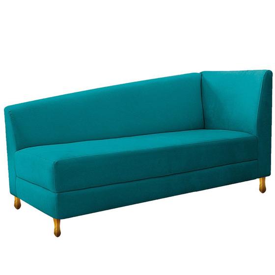 Imagem de Recamier Divã Valéria 185cm Lado Esquerdo Suede Azul Turquesa - Amarena Móveis