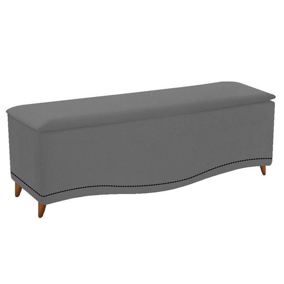 Imagem de Recamier Divã Yasmim Baú 160 cm Estofado 2 Lugares Queen Size Para Sala de Estar Quarto Suede Cinza - Amarena