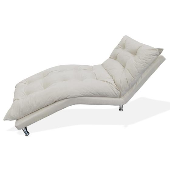 Imagem de Recamier Espreguiçadeira  Decorativa Estofada Diva Suede Bege - LM DECOR