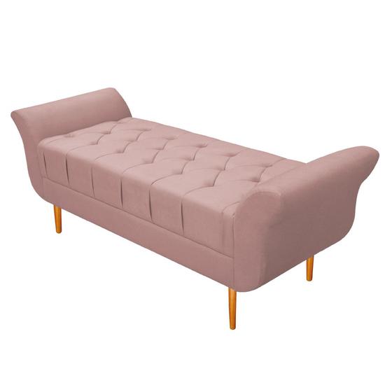 Imagem de Recamier Estofado Ari 140 cm Casal Suede Rosê - Doce Sonho Móveis