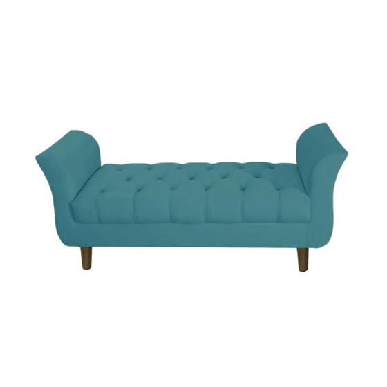 Imagem de Recamier Estofado Para Hall de Entrada 195 cm Grécia Suede Azul Turquesa - DL DECOR