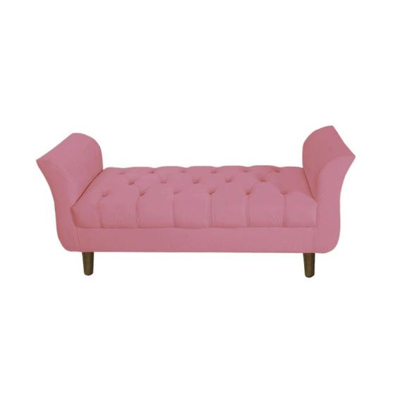 Imagem de Recamier Estofado Para Quarto Closet 195 cm Grécia Suede Rosa Barbie - DL DECOR