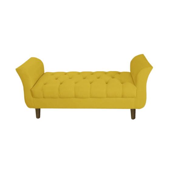 Imagem de Recamier Estofado Para Sala de Estar 100 cm Grécia Corano Amarelo - DL DECOR