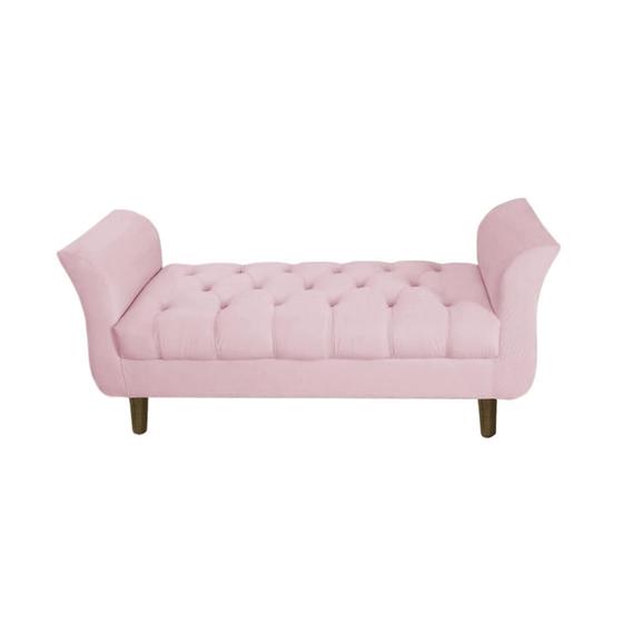 Imagem de Recamier Estofado Para Sala de Estar 100 cm Grécia Suede Rosa Bebe - INCASA DECOR