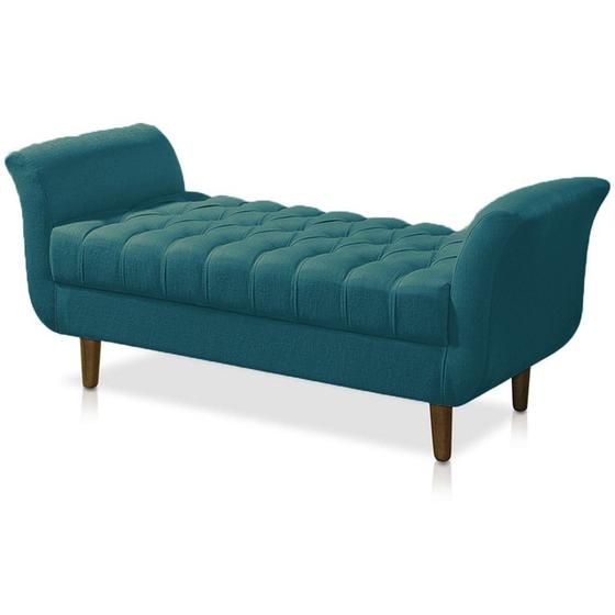 Imagem de Recamier Estofado Para Sala de Estar 150cm Grécia Suede Azul Turquesa - DL DECOR