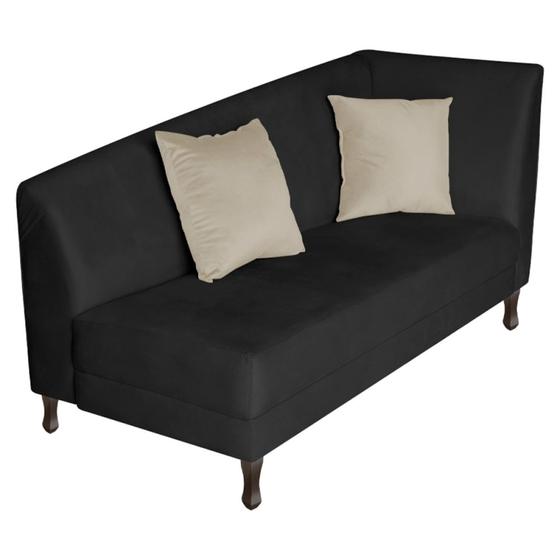 Imagem de Recamier Heitor 140cm com Almofada Lado Esquerdo Suede Preto/Bege - Amarena Móveis