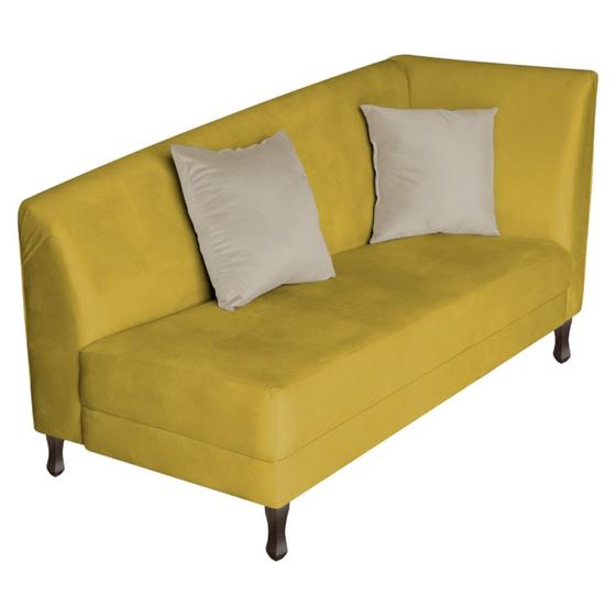 Imagem de Recamier Heitor 185cm com Almofada Lado Esquerdo Suede Amarelo/Bege - Amarena Móveis