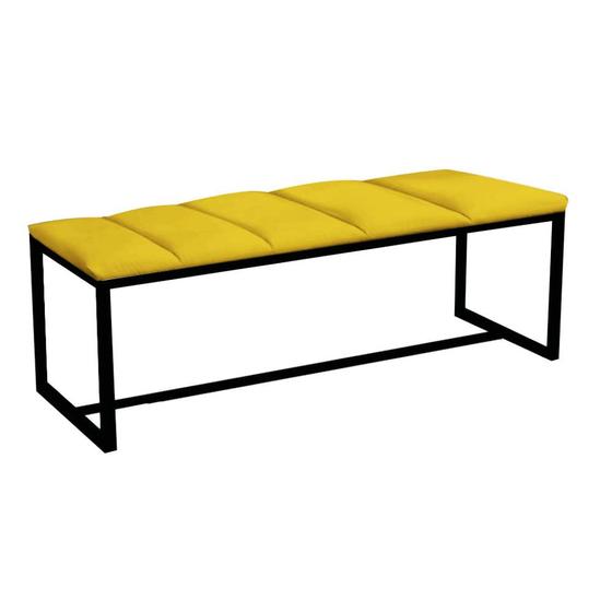 Imagem de Recamier Industrial Carla 100cm Solteiro Quarto Box Cama Ferro Preto Sintético Amarelo - Ahz Móveis