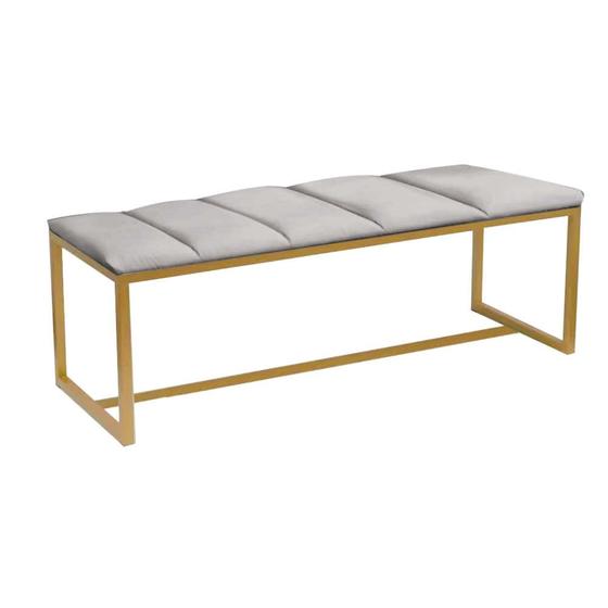 Imagem de Recamier Industrial Carla 140cm Casal Quarto Box Cama Ferro Dourado Suede Cinza Claro - Ahz Móveis