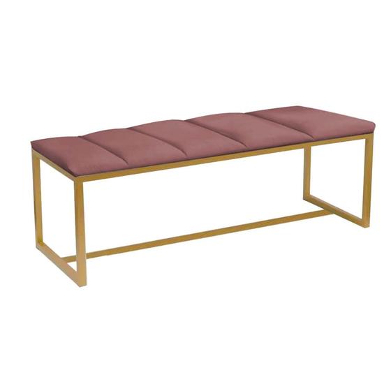 Imagem de Recamier Industrial Carla 140cm Casal Quarto Box Cama Ferro Dourado Suede Rose - Ahz Móveis