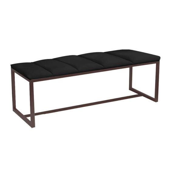 Imagem de Recamier Industrial Carla 140cm Casal Quarto Box Cama Ferro Marrom material sintético Preto - Ahz Móveis