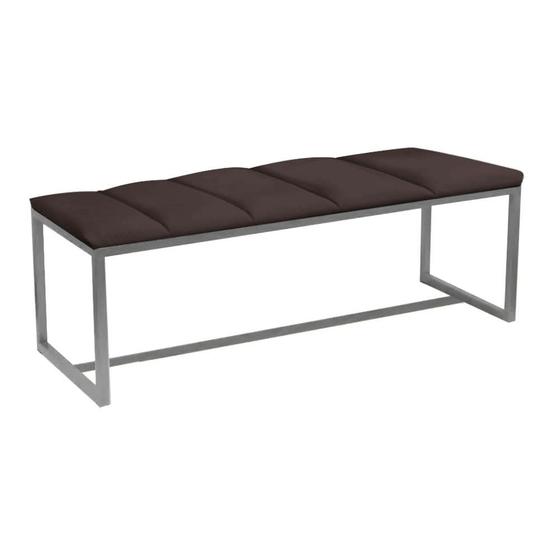 Imagem de Recamier Industrial Carla 160cm Queen Size Quarto Box Cama Ferro Prata Sintético Marrom - Ahz Móveis