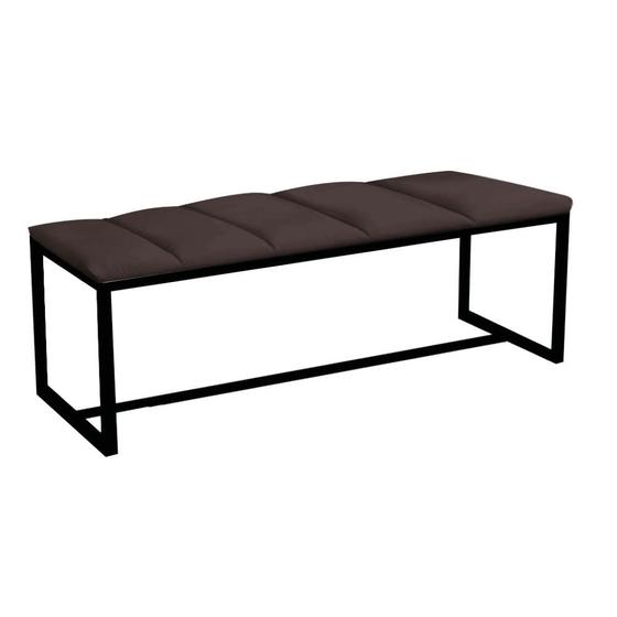 Imagem de Recamier Industrial Carla 160cm Queen Size Quarto Box Cama Ferro Preto material sintético Marrom - Ahz Móveis