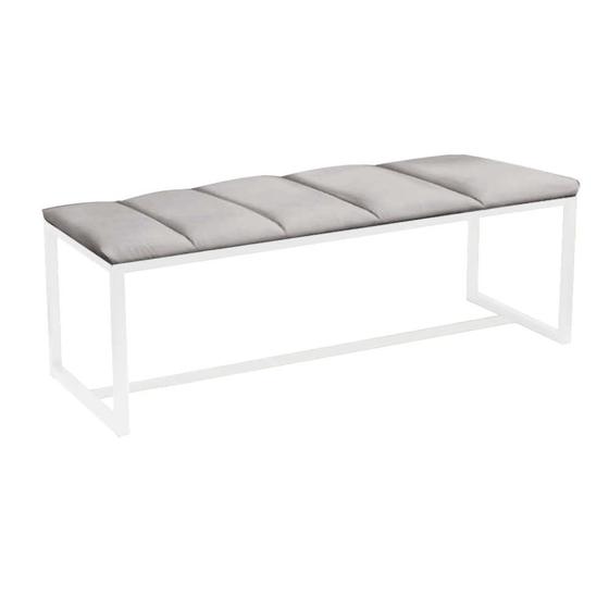 Imagem de Recamier Industrial Carla 90cm Solteiro Quarto Box Cama Ferro Branco Suede Cinza Claro - Ahz Móveis