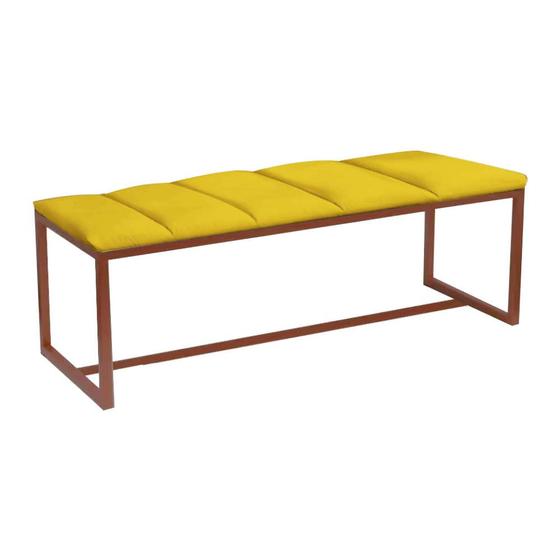 Imagem de Recamier Industrial Carla 90cm Solteiro Quarto Box Cama Ferro Bronze Sintético Amarelo - Ahz Móveis