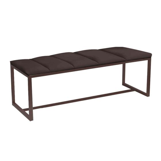 Imagem de Recamier Industrial Carla 90cm Solteiro Quarto Box Cama Ferro Marrom material sintético Marrom - Ahazzo Móveis