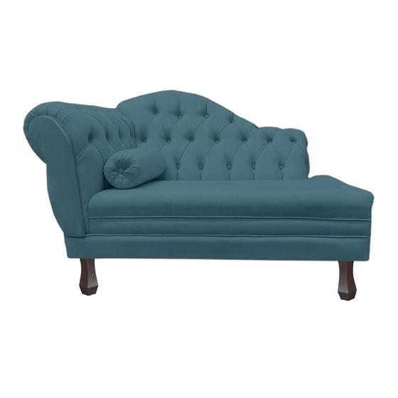 Imagem de Recamier Larissa Estofado Sala 120 cm Direito De Quem Senta Suede Azul Royal - DL Decor