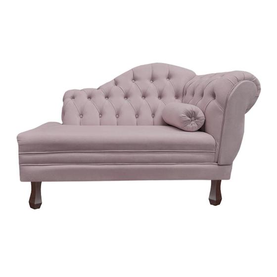 Imagem de Recamier Larissa Estofado Sala 120 cm Esquerdo De Quem Senta Veludo Rose - DL Decor