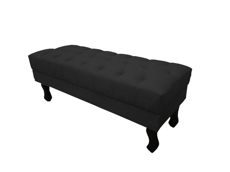 Imagem de Recamier Luis Xv Capitonê Retrô 100cm Suede Preto Pés Madeira Ms Decor