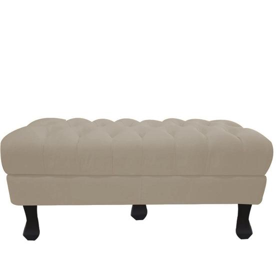 Imagem de Recamier Luis Xv Capitonê Retrô 140cm Suede Bege Pés Madeira Mz Decor