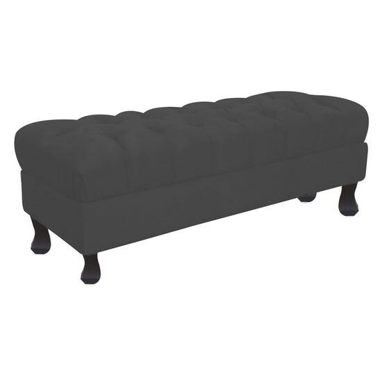 Imagem de Recamier Luis Xv Capitonê Retrô 160cm Suede Cinza Pés Madeira Ms Decor