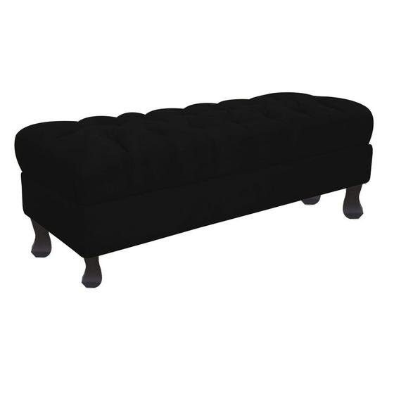 Imagem de Recamier Luis Xv Capitonê Retrô 180cm Suede Preto Pés Madeira Ms Decor