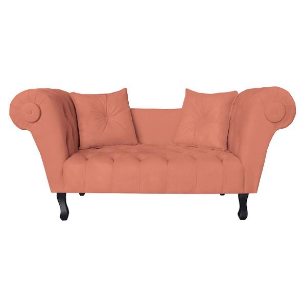 Imagem de Recamier Namoradeira Estofada Para Quarto Londres 160 Suede Coral DL Decor