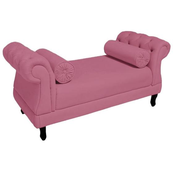 Imagem de Recamier Namoradeira Istambul Para Quarto Closet 140 cm Suede Rosa Barbie - DL Decor