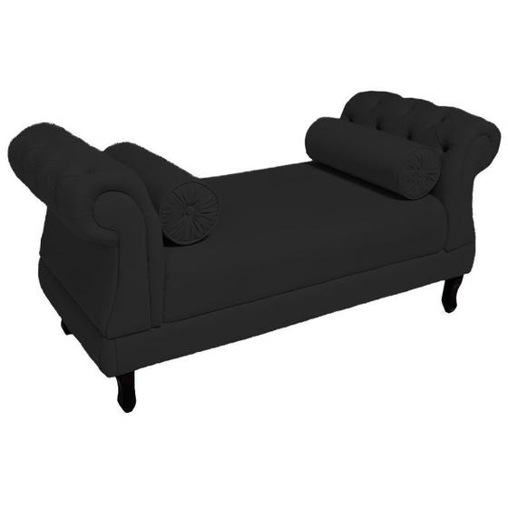 Imagem de Recamier Namoradeira Istambul Para Quarto Closet 195 cm Corano Preto - DL Decor