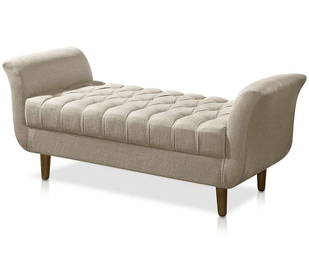 Imagem de Recamier Puff Banco Namoradeira Sofá Sala 02 Lugares 150cm Grecia Corano Bege - Dl Decor