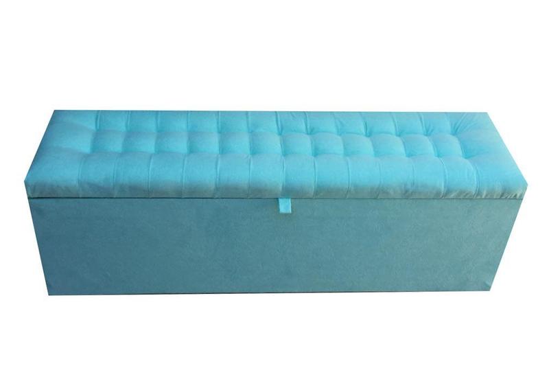 Imagem de Recamier puff baú beira de cama 1,38 100% mdf - azul tiffany