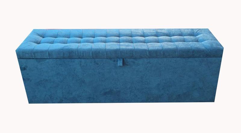 Imagem de Recamier puff baú decorativo - 1,20 cm - azul aço