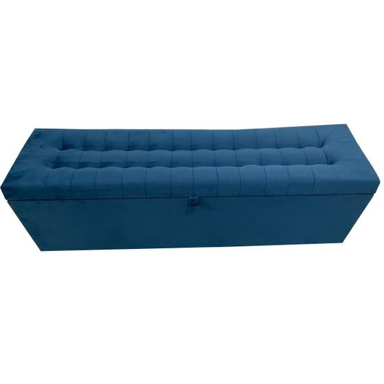 Imagem de Recamier puff baú decorativo - 1,20 cm - azul marinho