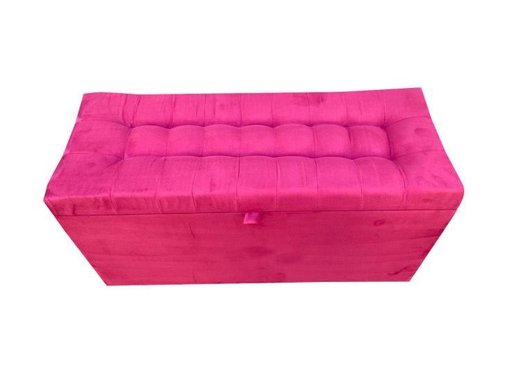 Imagem de Recamier puff baú em suede solteiro 100% mdf - rosa pink