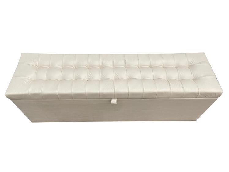 Imagem de Recamier puff baú para cama box queen size 1,58 cm - bege claro - material sintético