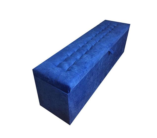 Imagem de Recamier puff baú para cama box queen size - 1,58cm - azul royal