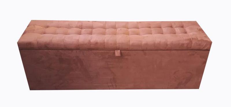 Imagem de Recamier puff baú para cama box queen size - 1,58cm - marrom camurça