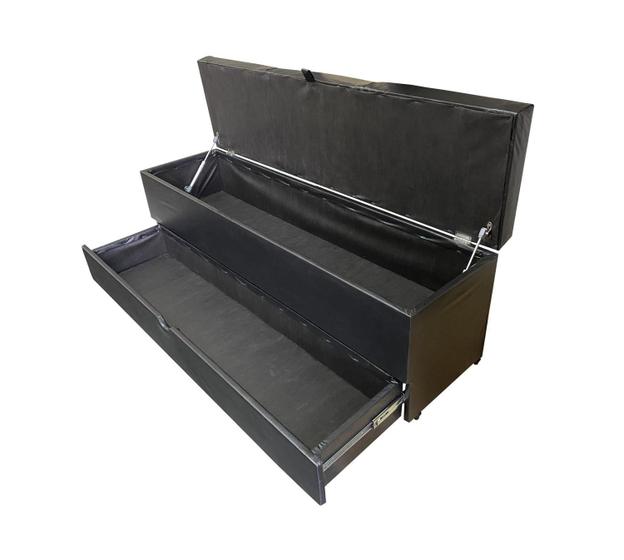 Recamier puff baú sapateira com gaveta 1,38 cm para cama box padrão - preto - material sintético Menor preço em Recamier puff baú sapateira com gaveta 1,38 cm para cama box padrão - preto - material sintético